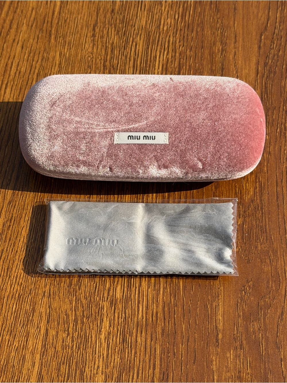 Miu Miu Eyeglasses Case & Cleaning Cloth Pink Velvet No Glasses Included